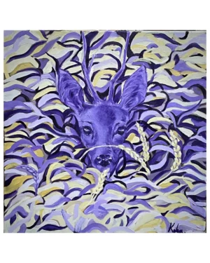 olga rasińska, czyhajĄcy w zboŻu, 40x40 cm, akryl, płótn