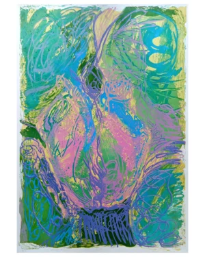 kati dobrogo, "pąk" linoryt barwny 5/10 100x70cm